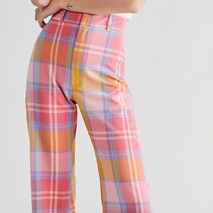 Free People Pink Plaid Jules Pants NWT